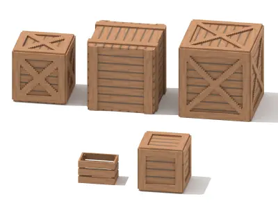 5 Voxel Wooden Crates 3D model