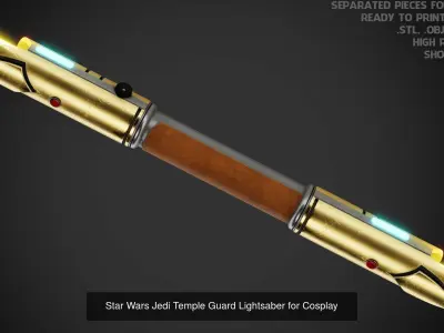 Jedi Temple Guard Full Armor and Lightsaber for Cosplay 3D Model Pack