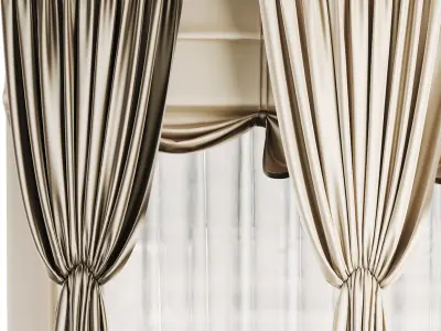Silk and Satin Curtain Low-poly 3D model
