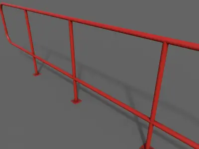 PBR Pedestrian Guard Rail Red V5 Low-poly 3D model