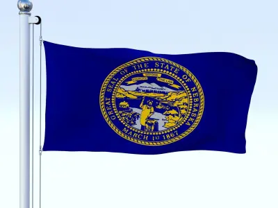 Animated Nebraska Flag Low-poly 3D model