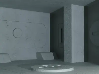 Concrete Space Station Room scifi interior  3D model