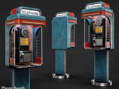 Phone Booth Low-poly 3D model