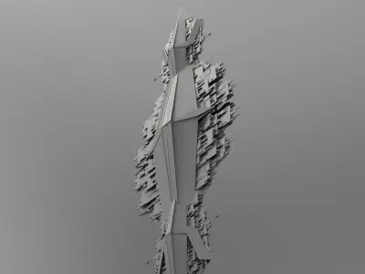 Pyramid Sc-Fi Floating City Tower 3D model