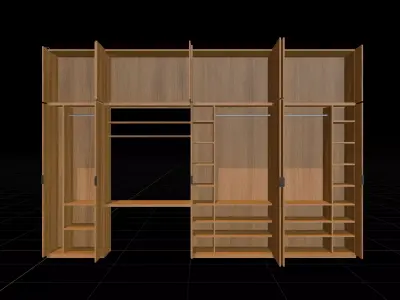 Wood Wardrobe For Bedroom Interior 3D model