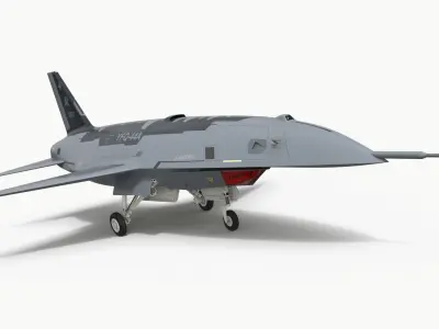 YFQ-44A Tactical UAV with Underwing Payload Gunmetal Grey Rigged for Maya 
