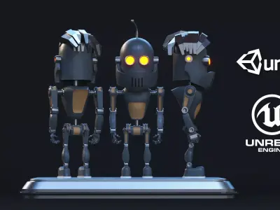 Robot three robots Low-poly 3D model