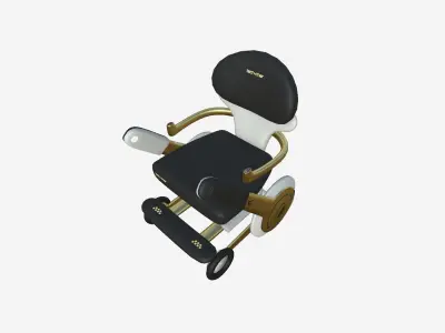 Tech Wheelchair B06 Black Gold - Disability Character Design Low-poly 3D model