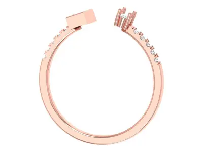 Open End Light Weight Band Baguette Oval Stone Ring 3D print model