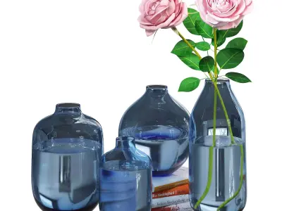 Modern narrow clear glass vase 3D model
