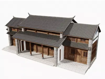 Japan Historic Courtyard House Facade 3D model