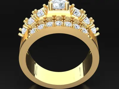 Light Gold Diamond Men Ring 2MR023 3D print model