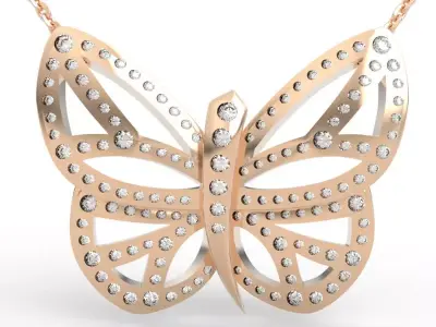 Exquisite Filigree Butterfly Pendant  3D print model