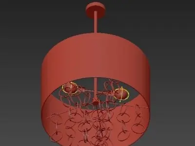 3 Light Cascading Ring Polished Nickel Pendant 3D model