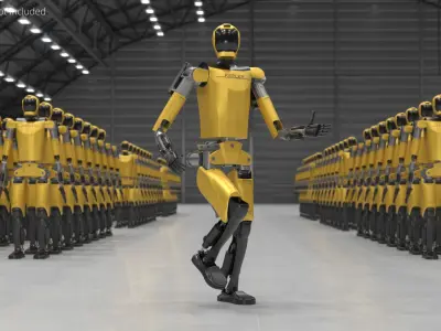  Humanoid Robot Kepler Yellow Rigged for Cinema 4D 