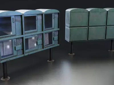 Vintage Newspaper Vending Machines Low-poly 3D model