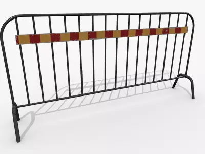 Road Safety Fence And Barrier Set Low-poly 3D model