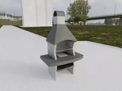 Street Furniture - Concrete Grill Barbeque 3D model