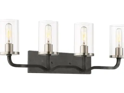 Kylee Iron Black Brushed Nickel Vanity Light 3D model