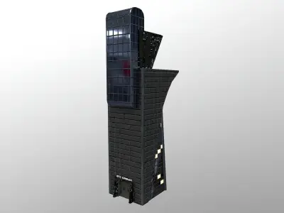 Cyberpunk City - Building 20 - BTC Skyscraper Low-poly 3D model