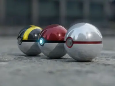 Realistic pokeball - Pokemon Low-poly 3D model
