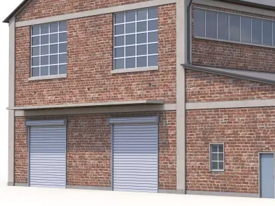 Brick Industrial Building 35 PBR Low-poly 3D model