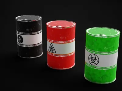 Drums Barrels Pack 3D model