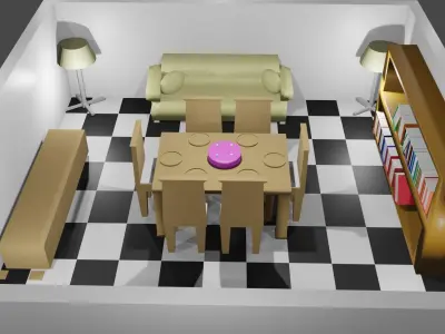 Dinning room Free low-poly 3D model