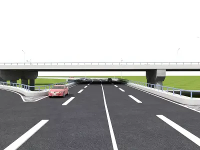 Highway Intersection Road Bridge 3D model Low-poly 3D model