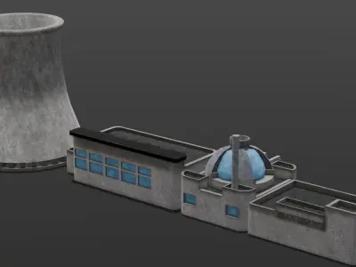 Industrial Factory 3D Model Low-poly 3D model