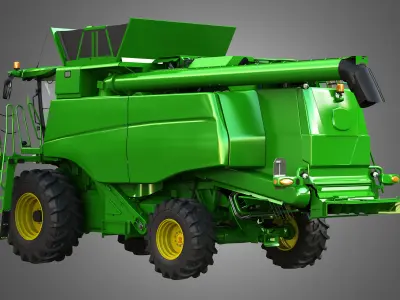 JD - T560 Harvester Combine - with Wheels 3D model