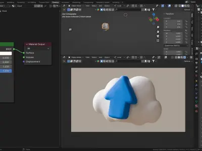 Marketing Icons - Cloud Upload Low-poly 3D model