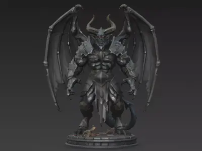 Horror Statue Demon 3D Model Low-poly 3D model