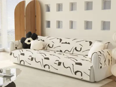 Pixels and Flowers living room interior scene 3D model