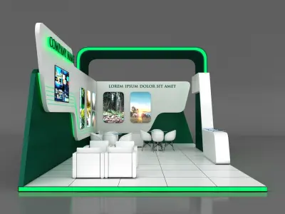 Booth Exhibition Stand Stall 5x10m Height 400 cm 2 Side Open 3D model