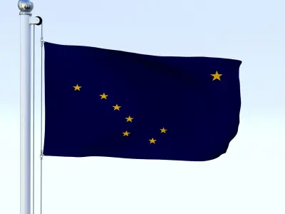 Animated Alaska Flag Low-poly 3D model
