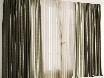 Silk and Cotton Curtain Low-poly 3D model