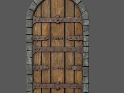 Medieval Wooden Door 3D Model  Low-poly 3D model