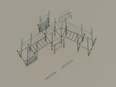 Calisthenics Station 2 Outdoor Fitness Equipment Street Workout 3D model