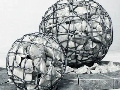 Street gabion sphere decor 3D model