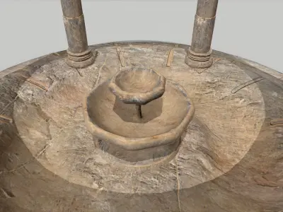 Altar Set stone fountain Low-poly 3D model