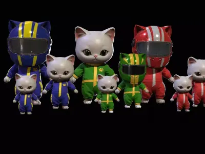 Cats2Pack2 Low-poly 3D model