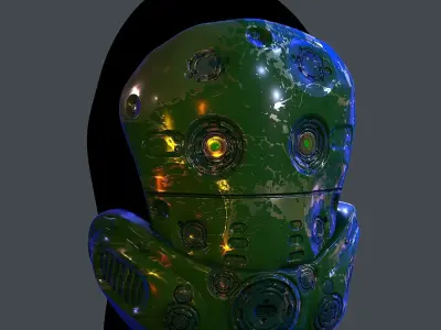 Gas mask helmet scifi Low-poly character art game space  Low-poly 3D model order