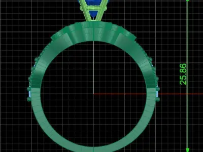 Solitaire ring  3D print model 4