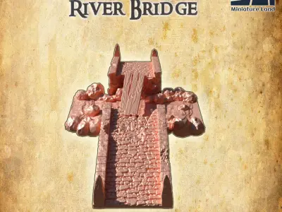 Ruined River Bridge Tabletop Terrain 28 mm 3D print model