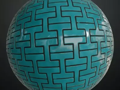 Turquoise Glossy Scallop Fish Scale Ceramic Tiles PBR Seamles Texture