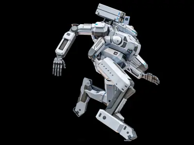  Rigged Sci-Fi Combat Mech Exoskeleton Suit - Winter Skin PBR 