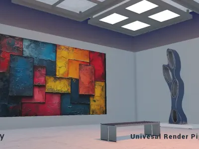 Modular Art Gallery 03 Unity Asset Low-poly 3D model