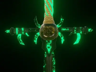 Sci-fi sword for a super villain 2K textures Low-poly 3D model