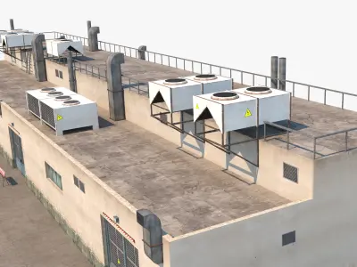 Industrial Building Low-poly 3D model